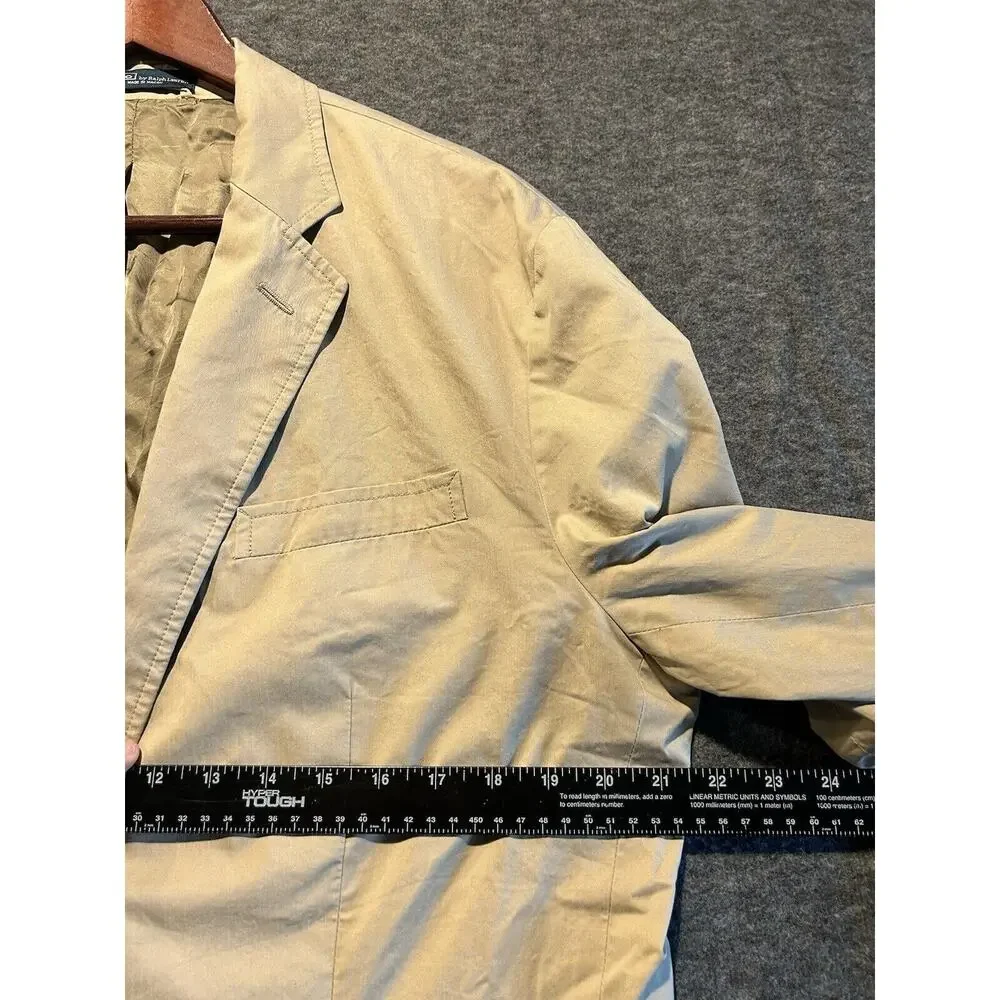 Polo Ralph Lauren Mens‎ Tan Beige Two Button Blazer Jacket size 42L